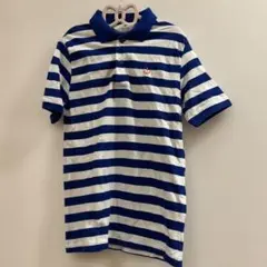 【美品】H&M 青と白のストライプ ポロシャツ 134/140