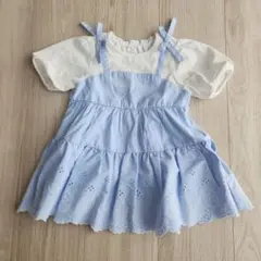 メゾピアノ 水色 半袖ワンピース