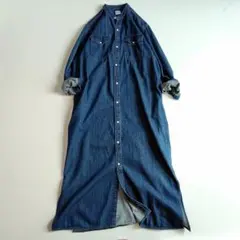 着丈130 Lee マキシ丈 デニムシャツワンピース M バンドカラー