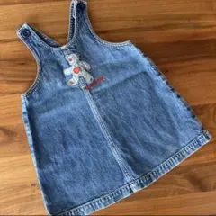 ミキハウス　デニム　ジャンパースカート　刺繍　サロペット　ワンピース