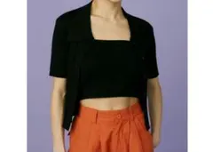 試着のみ♡EVRISアンサンブルリブニットトップス キャミソール カットソーのサムネイル