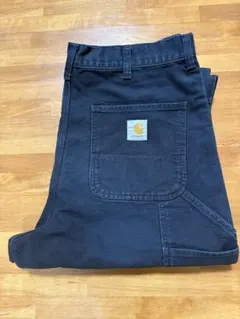 06M001○ Carhartt ブラック ワイド ストレート ペインターパンツ 