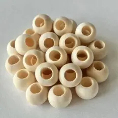 10mm/穴5mm ナチュラルウッドビーズ 30個 木製 大穴