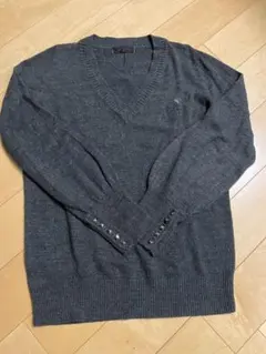ジーナシス Vネック セーター ダークグレー サイズフリー