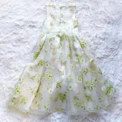 美品✨子供用ドレス 花柄 バックリボン グリーン 発表会 お姫様 演奏会のサムネイル