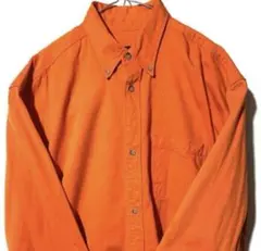 長袖シャツ オレンジ XL 無地 ワークシャツ 厚手 ミリタリー