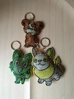 ポケモン　ラインストーンマスコット　ワンパチ・ニャオハ・ヒメグマ
