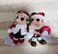 お顔厳選　新品未使用　ミッキー　ミニー　クリスマス　ディズニー　ぬいぐるみバッジ
