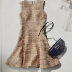 FOXEY 定価10万　ツイードワンピース　キャメル　ピンク