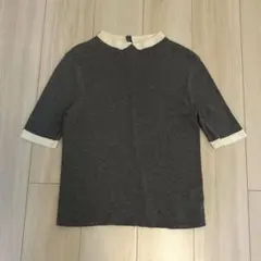 マッキントッシュフィロソフィー　クレリックカラーニット　半袖　38 綿　グレーのサムネイル