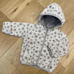 UNIQLO ベビー フード付きジャケット 星柄　90 グレー　フリース