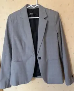 ZARA テーラードジャケット グレー チェック柄のサムネイル
