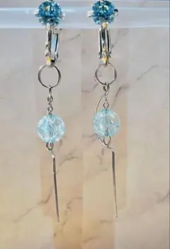 3月の誕プレにおすすめ　アドバンストクリスタル・クラックビーズ使用 イヤリング