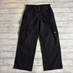 ダブルニーDickies ワークパンツ ブラック ワイド　バギー　メンズ　古着