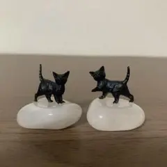 宝石　玉石　猫　2点　黒猫　インテリア　置物　ネコ