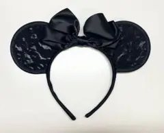 黒いリボン付きミッキー耳カチューシャ