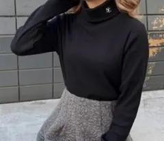 ナイスクラップ NICE CLAUP ブラック タートルネックトップス