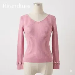 美品 Rirandture リランドチュール パール袖 Vネック リブニットのサムネイル