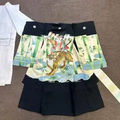 お宮参り用 正絹　男児　アンティーク着物　伝統的な和服 虎と子供　長襦袢付き