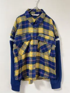 【希少】SO チェック柄 切り替えネルシャツ レイヤード風 XS 2-136