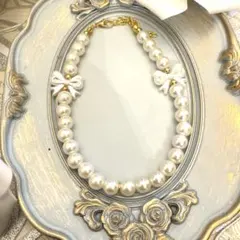 パールリボンブレスレット ペットアクセサリー