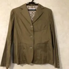 NEMI ステッチ素敵なカーキ 薄手のテーラードジャケット Mサイズ