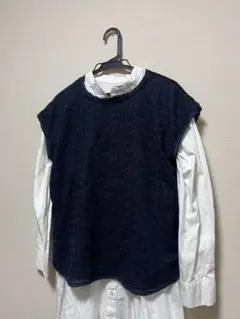 fig london ベルベット　ネイビー ベスト fig london ベルベット ネイビー ベスト fig london ベルベット