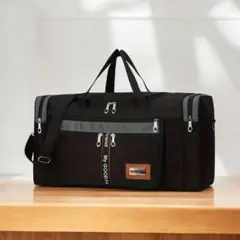 旅行　お出かけ　出張にブラック ナイロン ボストンバッグ