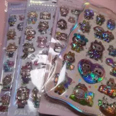 LABUBUキャラクター ホログラムシール3枚セット