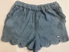 プティマインデニムショートパンツ フリル スカラップ　80サイズ