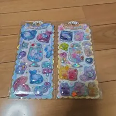 キラキラウォーターインシール　ペンギンアザラシくまうさぎねこ　2枚セット