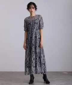 atlo ネイビー レース パーティードレス Mサイズ