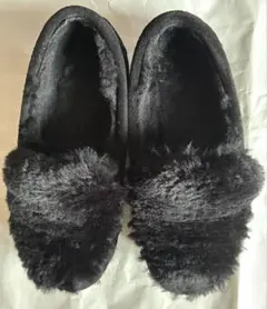 EMU Australia黒ファー モカシン　25cm emuaustralia_w12714