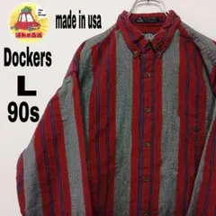 usa古着 Dockers ネルシャツ90s　L　レッド グレー