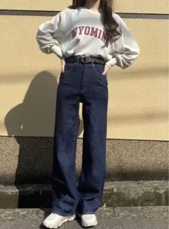 GRL★ハイウエストストレートデニムパンツ☆インディゴ★S☆グレイル ★ジーンズ