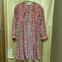 MPS オレンジ系ボヘミアン総柄長袖ワンピース130〜140cm