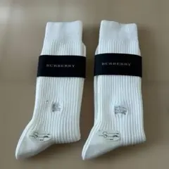 BURBERRY ホワイトリブソックス 2足組