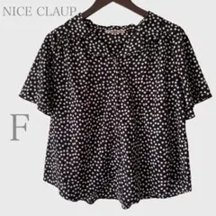 ナイスクラップ　花柄半袖ブラウス　ブラック　ホワイト　カジュアル　春夏