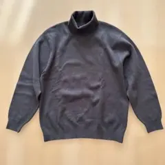 スムースニットタートルネックセーター 長袖 ダークグレー　GU Lサイズ