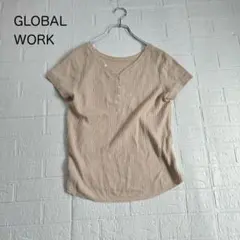 グローバルワーク 半袖 ワッフル ニット トップス 2way サマーニット M