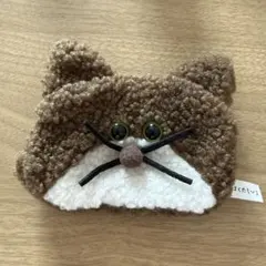 はくたちひろ もじゃもじゃ猫ポーチ2 茶ハチワレ