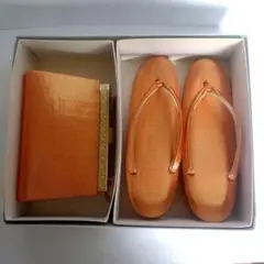 オレンジ色♪　ラメの草履とクラッチバッグ セット♪