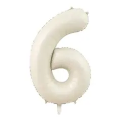 クリーム色ナンバーバルーン6お誕生日バースデー風船くすみホワイト数字記念日写真