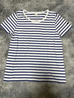 LILASIC ボーダー 半袖 Tシャツ ホワイト ブルーのサムネイル