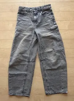 GU バレルレッグデニムパンツ S ブラウン