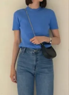 mila owen ハーフスリーブオーガニックリブニット