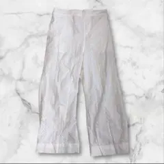 【希少】ビームスボーイ　ホワイト　パンチング加工　ワイドパンツ　大きいサイズ