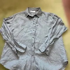 UNIQLO リネンブレンド 長袖シャツ グリーン S