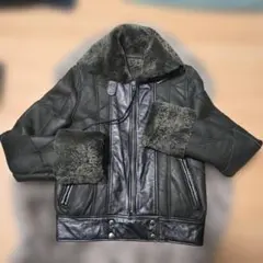 B3風 パッチワーク レザー 本革 ムートンジャケット