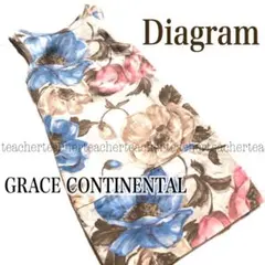 大柄 フラワープリント コクーン ワンピース ブルー ピンク ベージュ 花柄